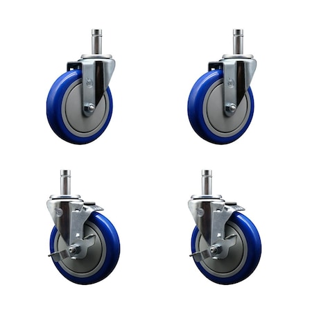 Service Caster Regency 460EC26 EC-26 5'' Replacement Caster Set with Brakes, 4PK REG-SCC-GR20S514-PPUB-BLU-845-2-TLB2